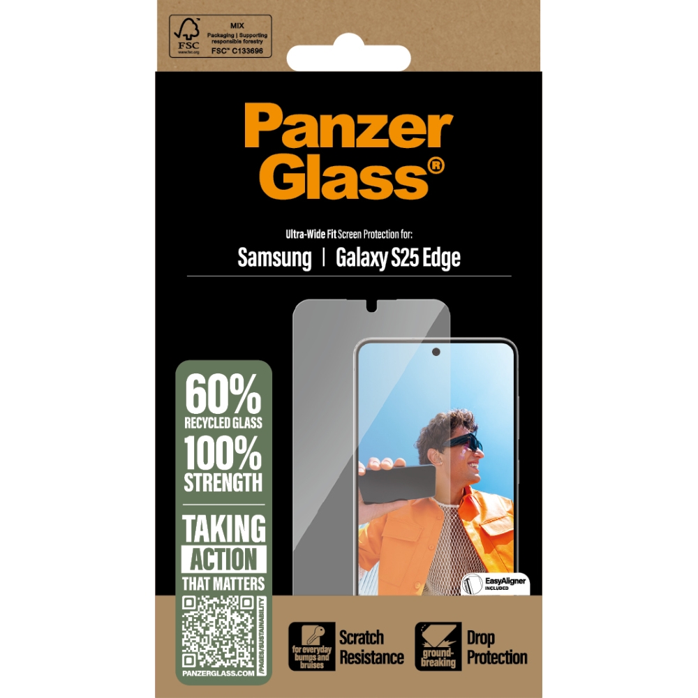 Szkło hartowane PanzerGlass Ultra-Wide Fit + EasyAligner do Samsung Galaxy S25 Edge, przezroczyste